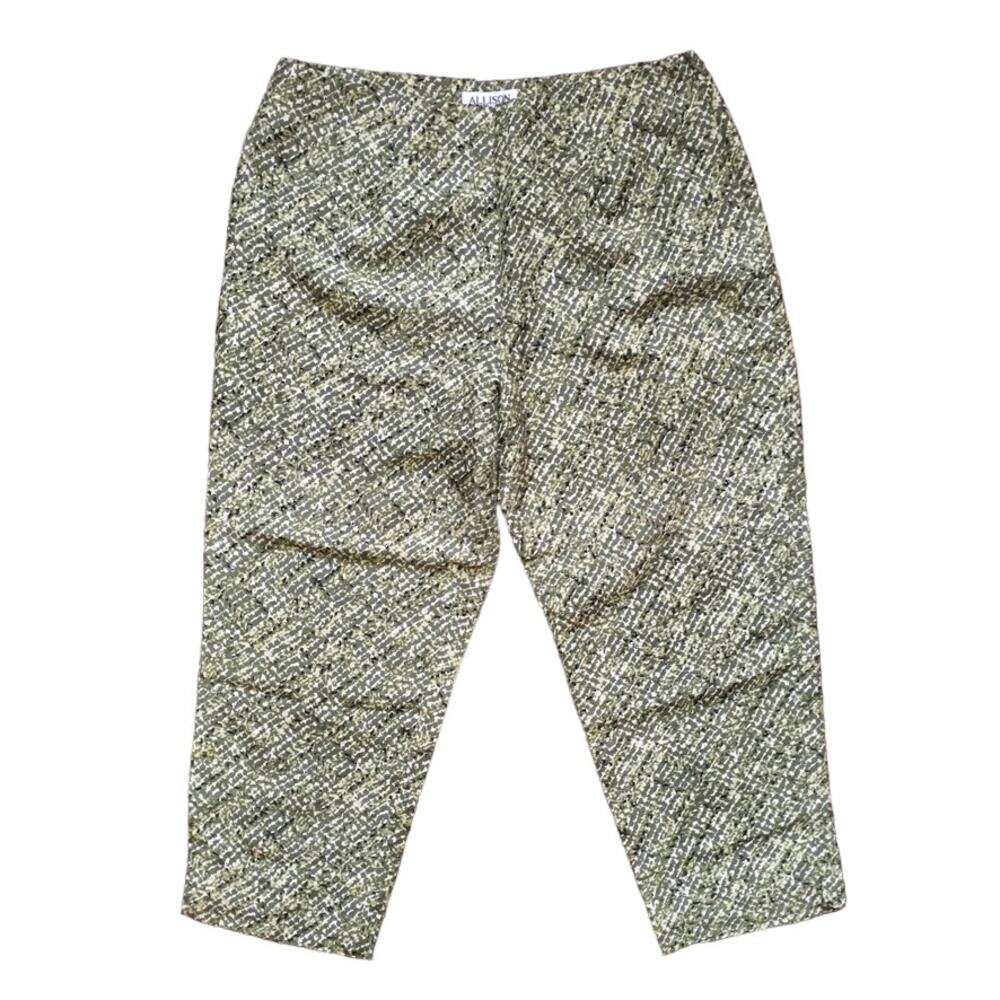 VTG 90s ALLISON TAYLOR 100% Silk High Rise Lightweight Cropped Artsy Pants  SZ 8